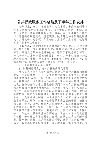 公共行政服务工作总结及下半年工作安排