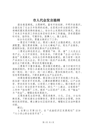 市人代会发言提纲