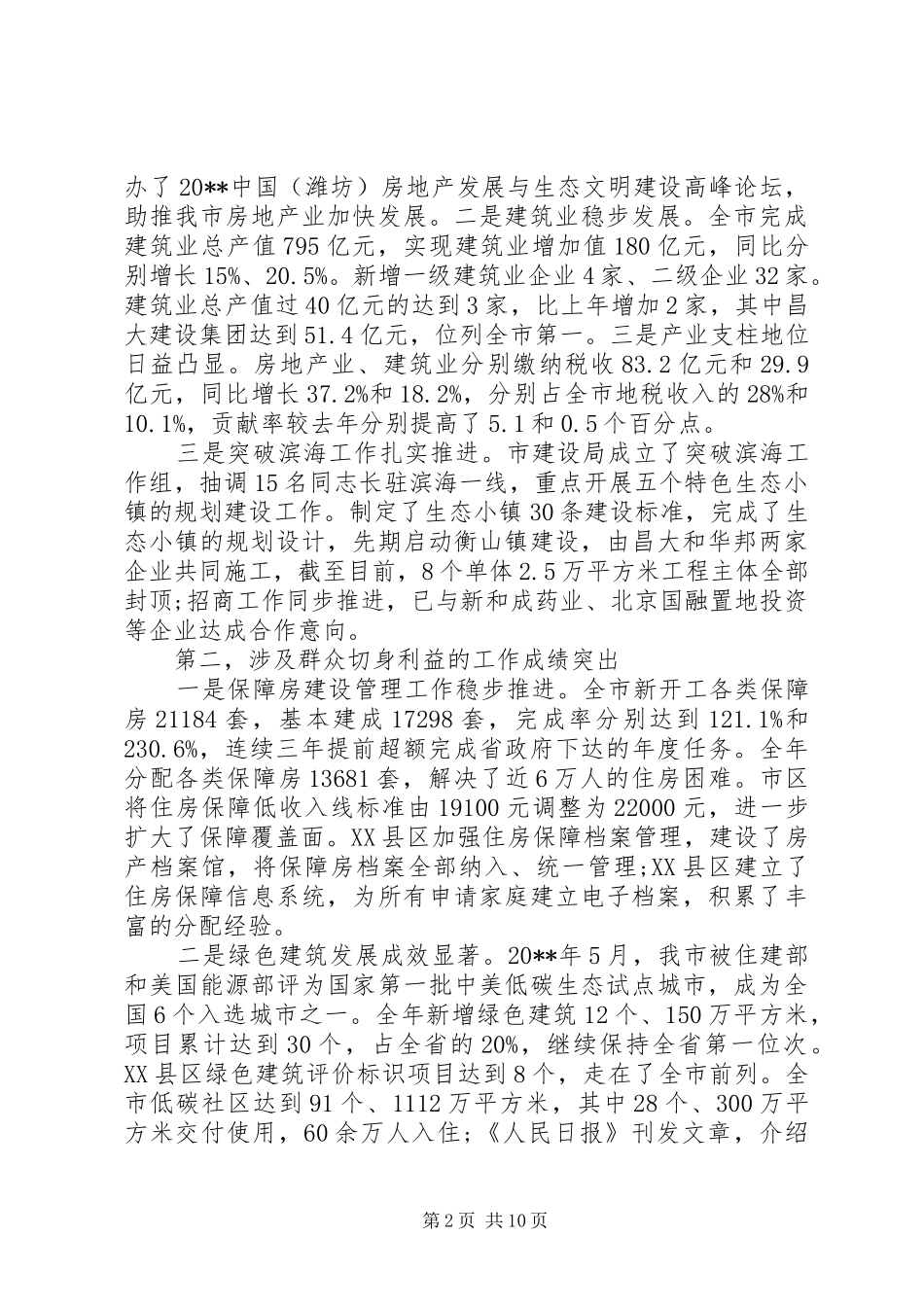 全市住房和城乡建设工作会议上的讲话_第2页