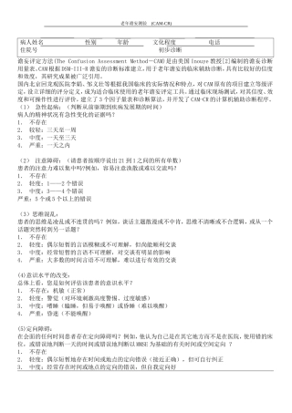 CAM(谵妄量表)