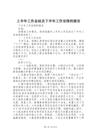 上半年工作总结及下半年工作安排的报告_1