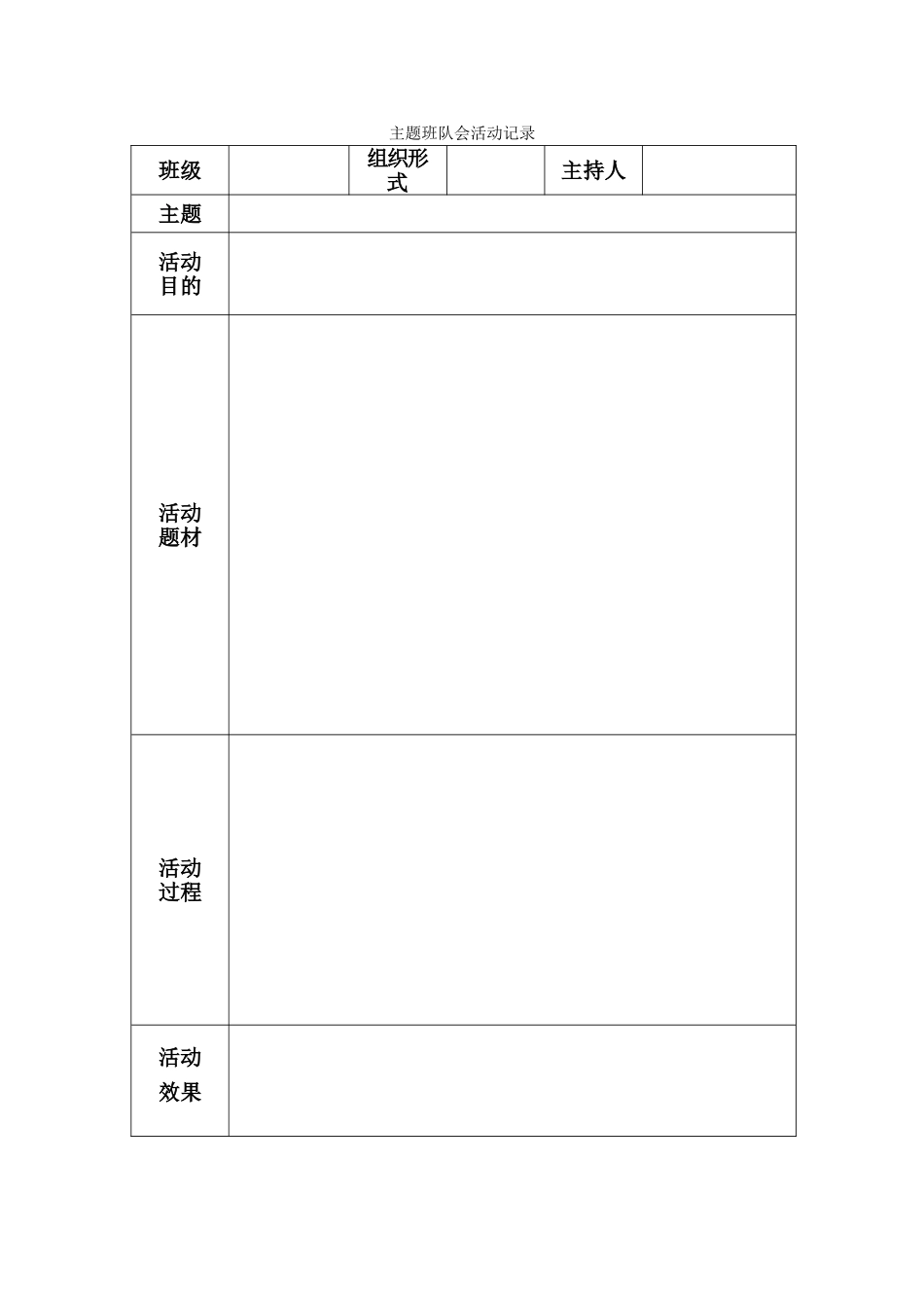 主题班队会活动记录_第1页