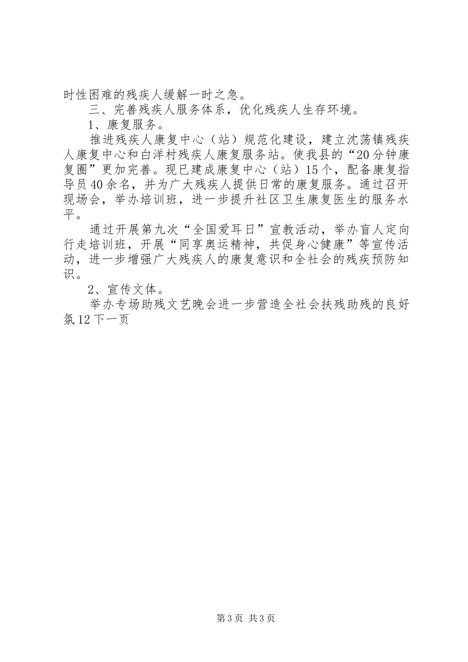 县残联上年度工作总结及下年度工作计划_第3页