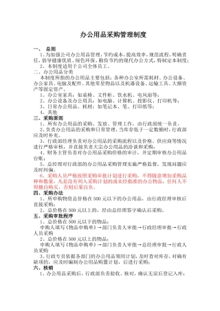办公用品采购管理制度