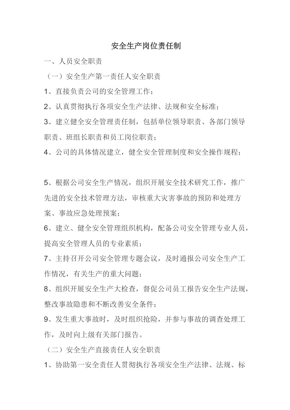 安全生产岗位责任制_第1页