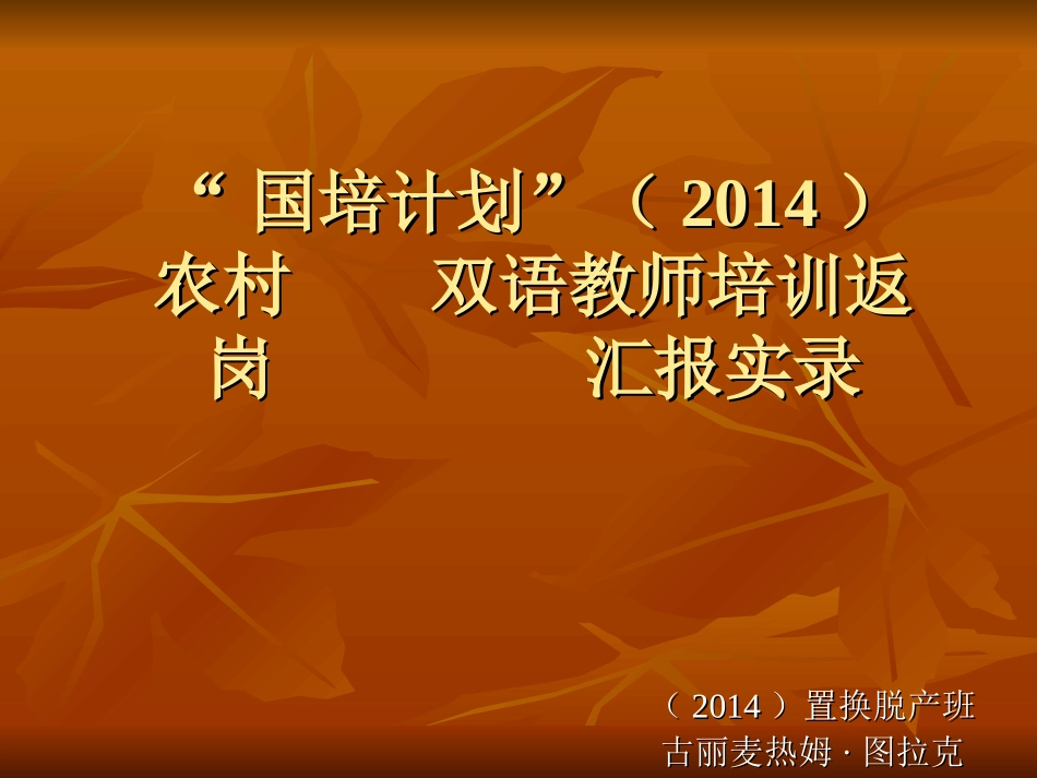古丽麦热姆返岗汇报实录演示文稿_第1页