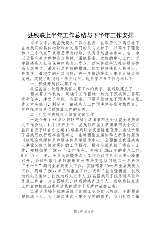 县残联上半年工作总结与下半年工作安排_1