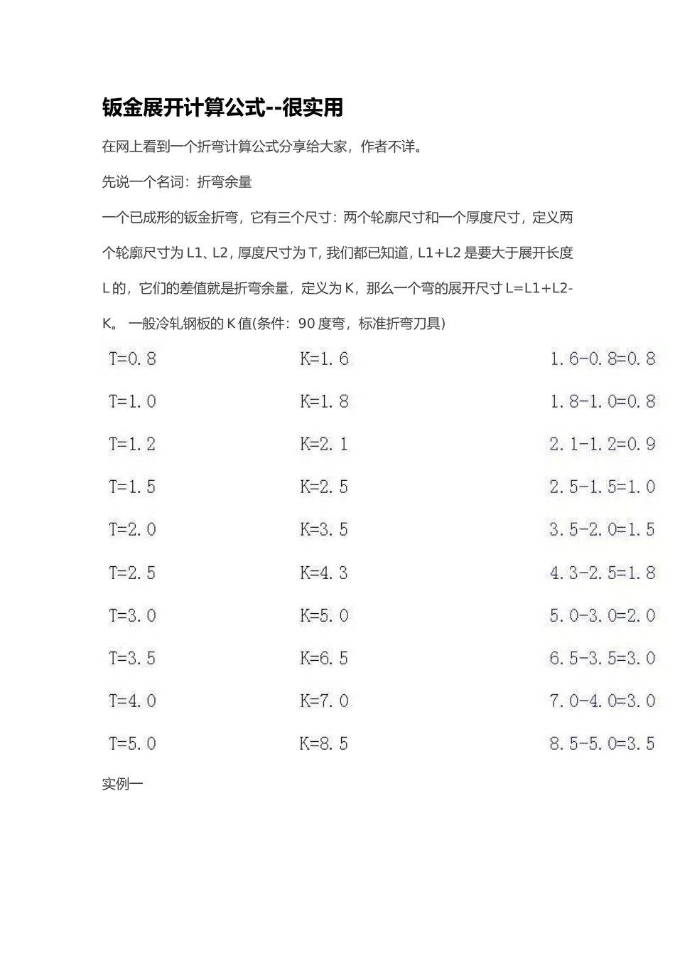 钣金展开计算公式--很实用_第1页