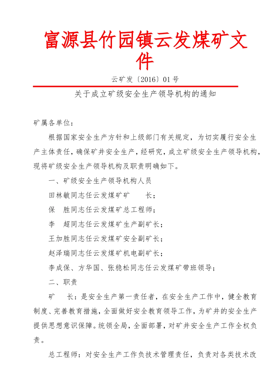 安全管理机构成立文件_第1页