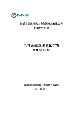 TS01-SZ-DQ004电气励磁系统调试方案