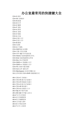 办公室最常用的快捷键大全