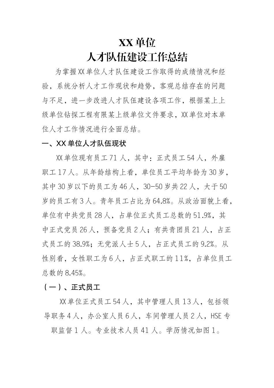 XX单位人才队伍建设工作总结_第1页