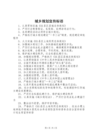 城乡规划宣传标语