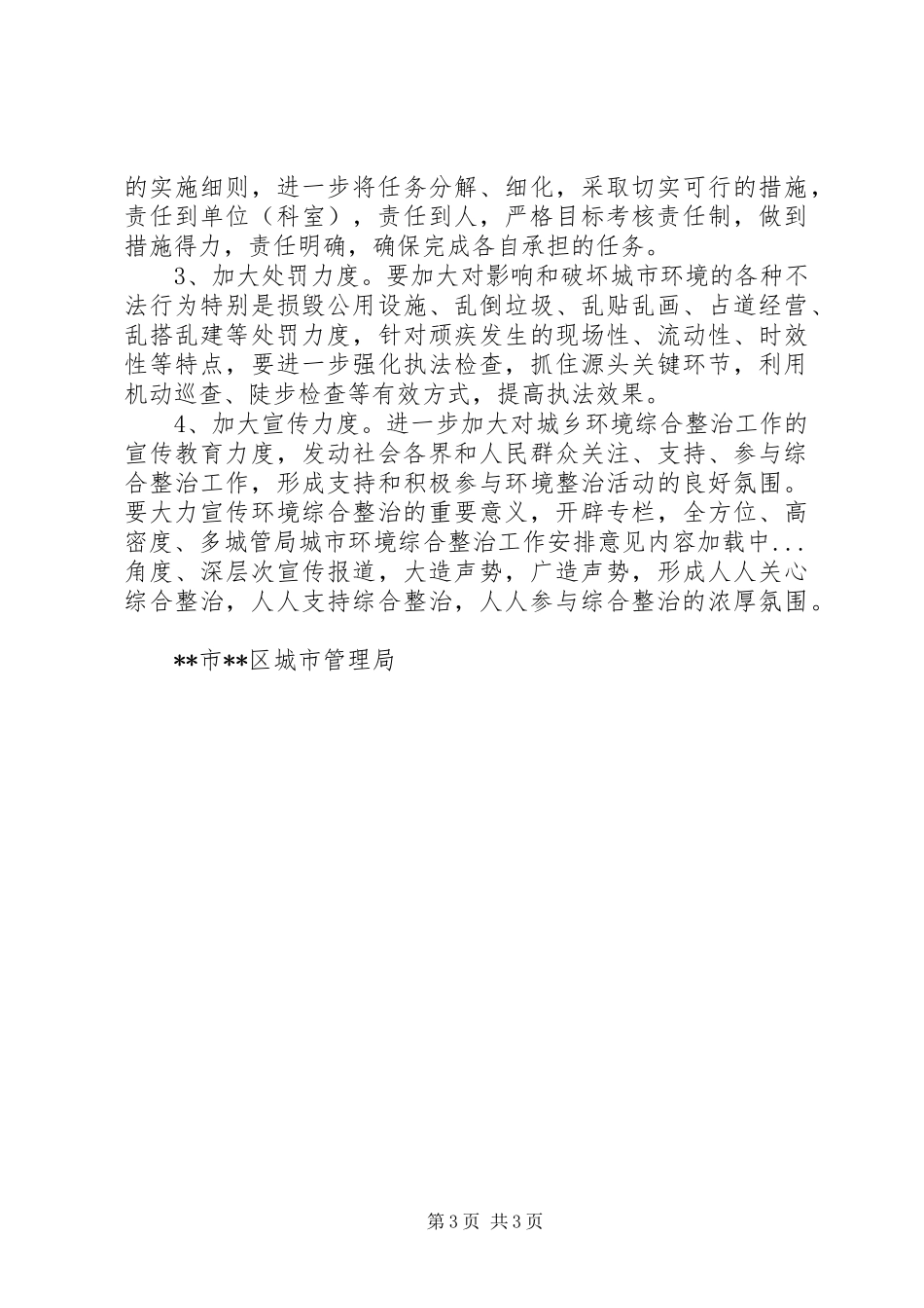城管局城市环境综合整治工作安排意见_第3页