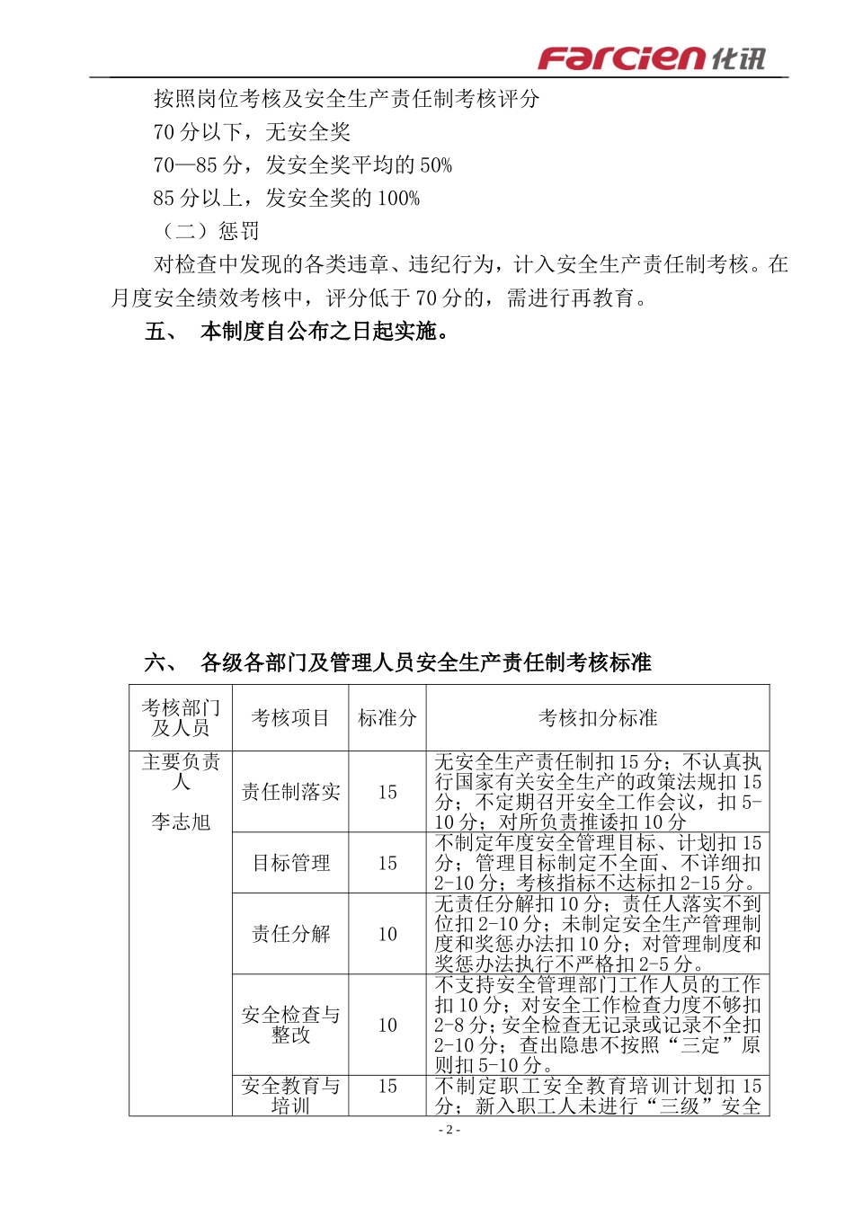 安全生产责任制考核奖惩办法_第2页