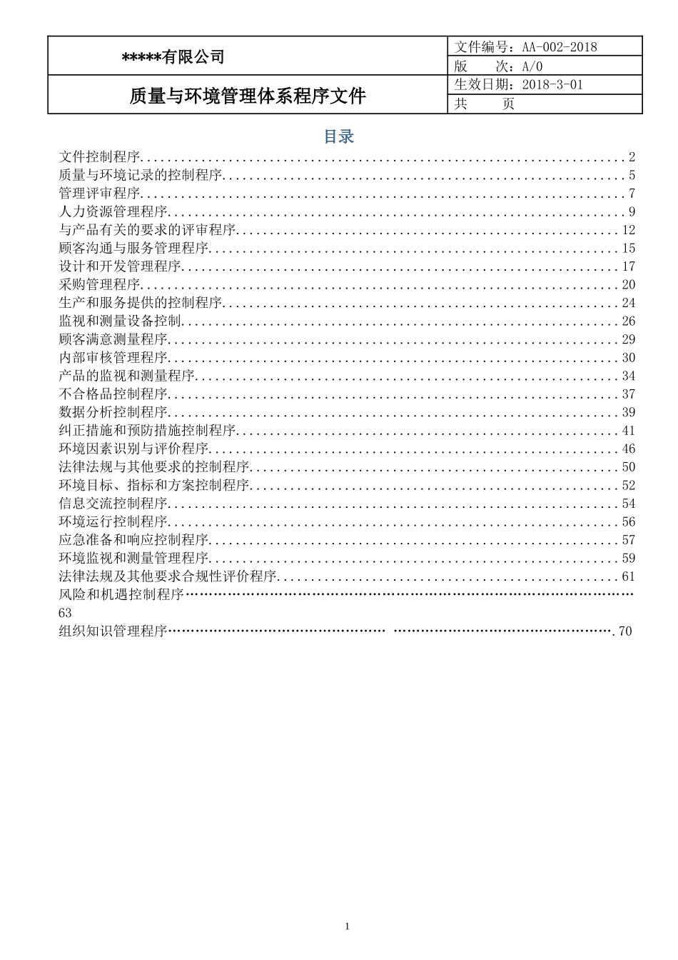 2018最新质量、环境程序文件_第2页