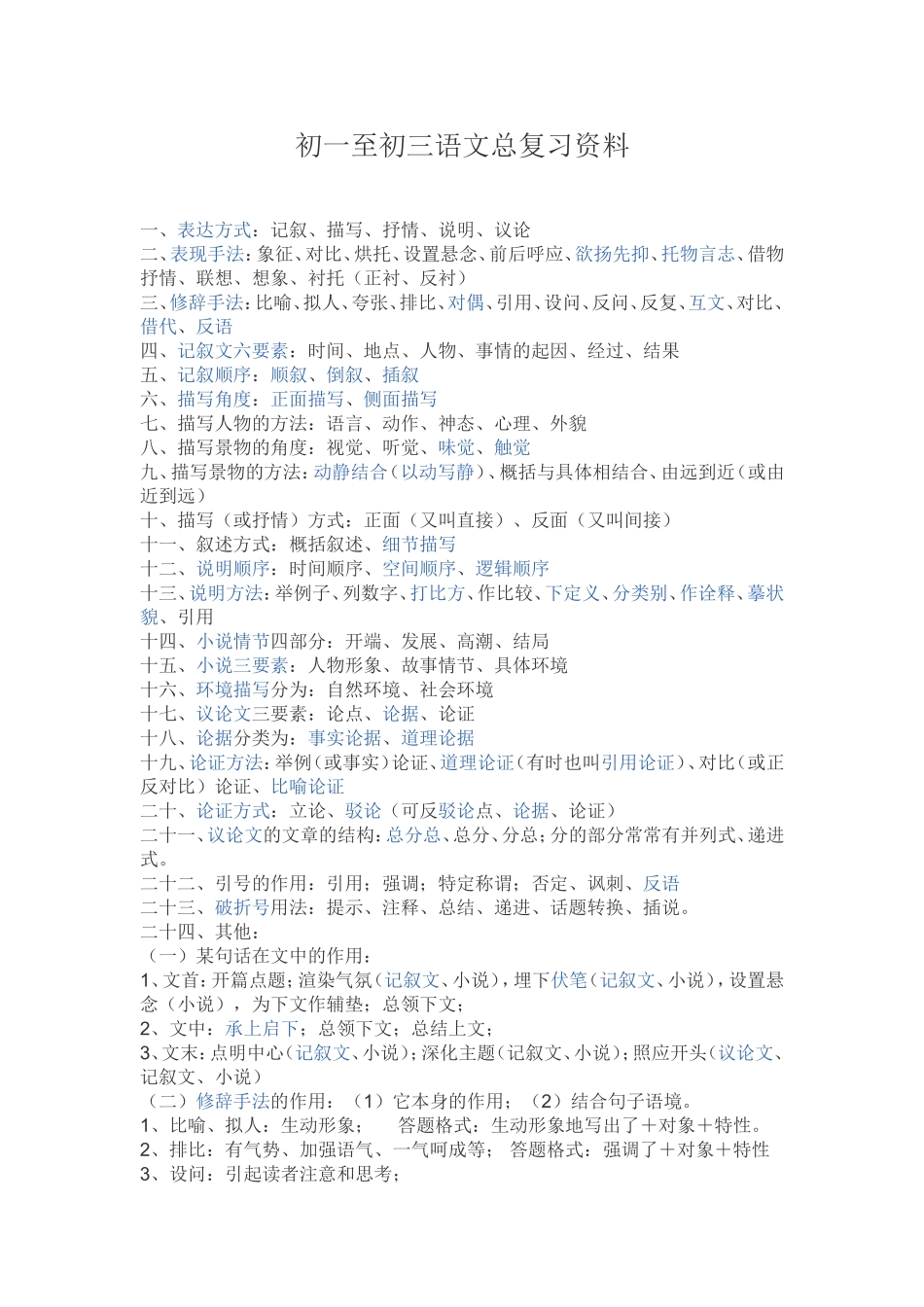 初一至初三语文总复习资料_第1页