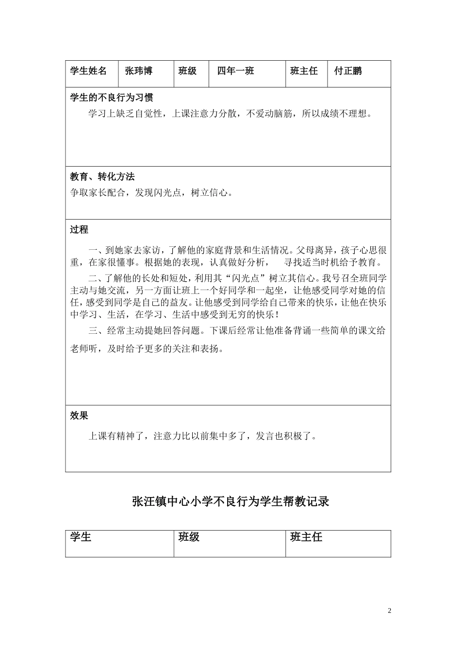 不良行为学生帮教记录_第2页