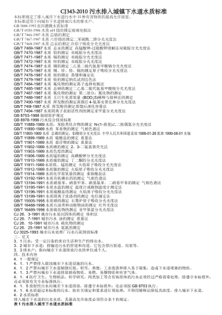 CJ343-2010 污水排入城镇下水道水质标准