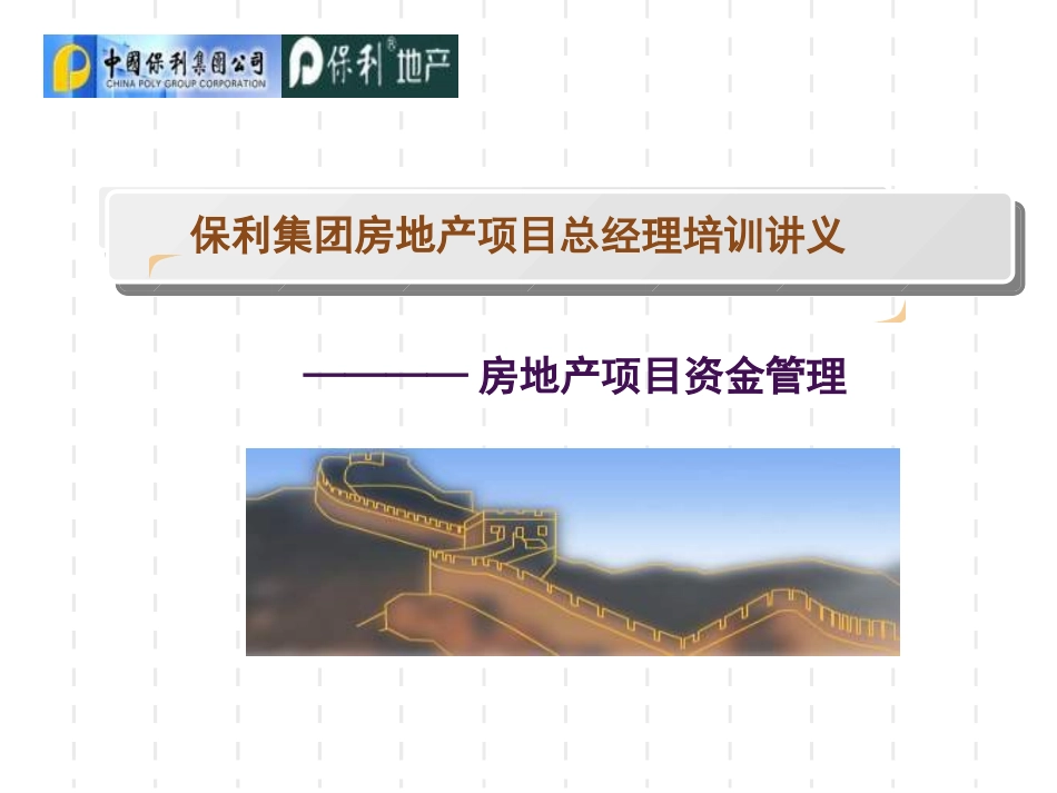 保利集团房地产项目总经理培训讲义：房地产项目资金管理_第1页