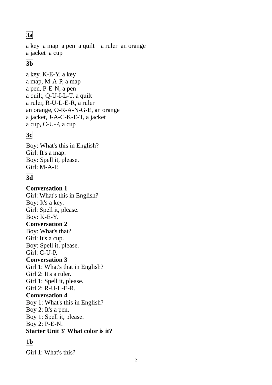 2018人教版英语七年级上册录音原文_第2页