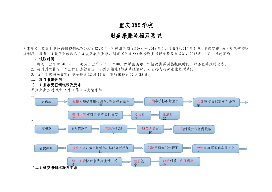 XX学校财务报账流程及要求_第1页