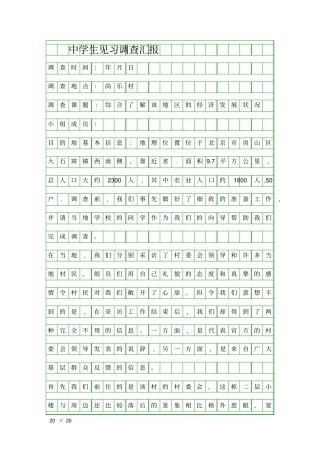 中学生见习调查汇报精品工作报告