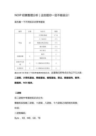 NOIP初赛整理分析