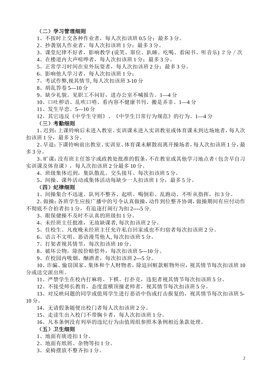 班级管理量化考核细则_第2页