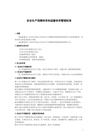 安全生产保障体系和监督体系管理标准