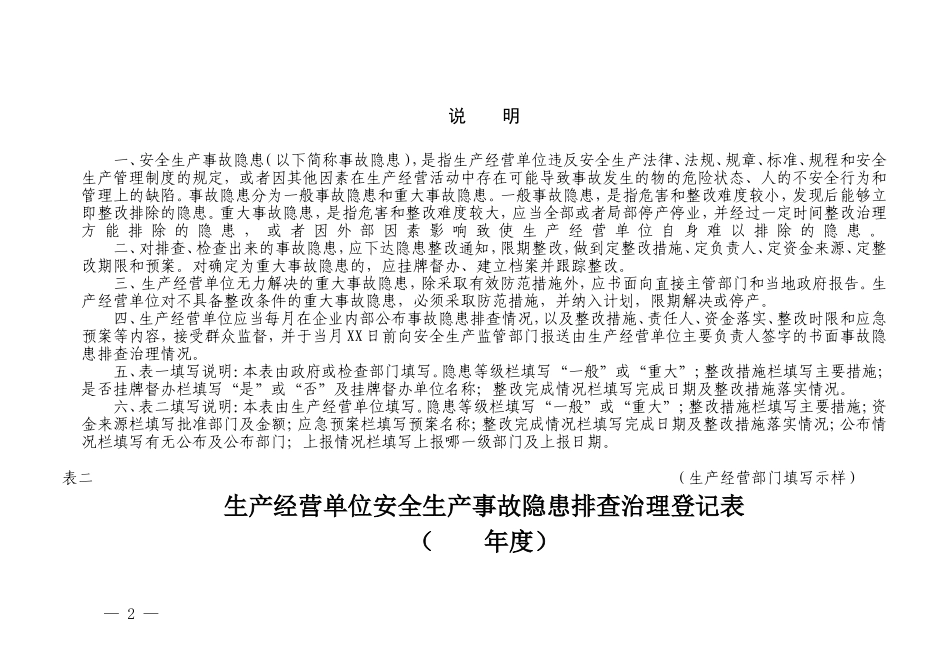 安全生产事故隐患排查(检查)治理台账_第2页