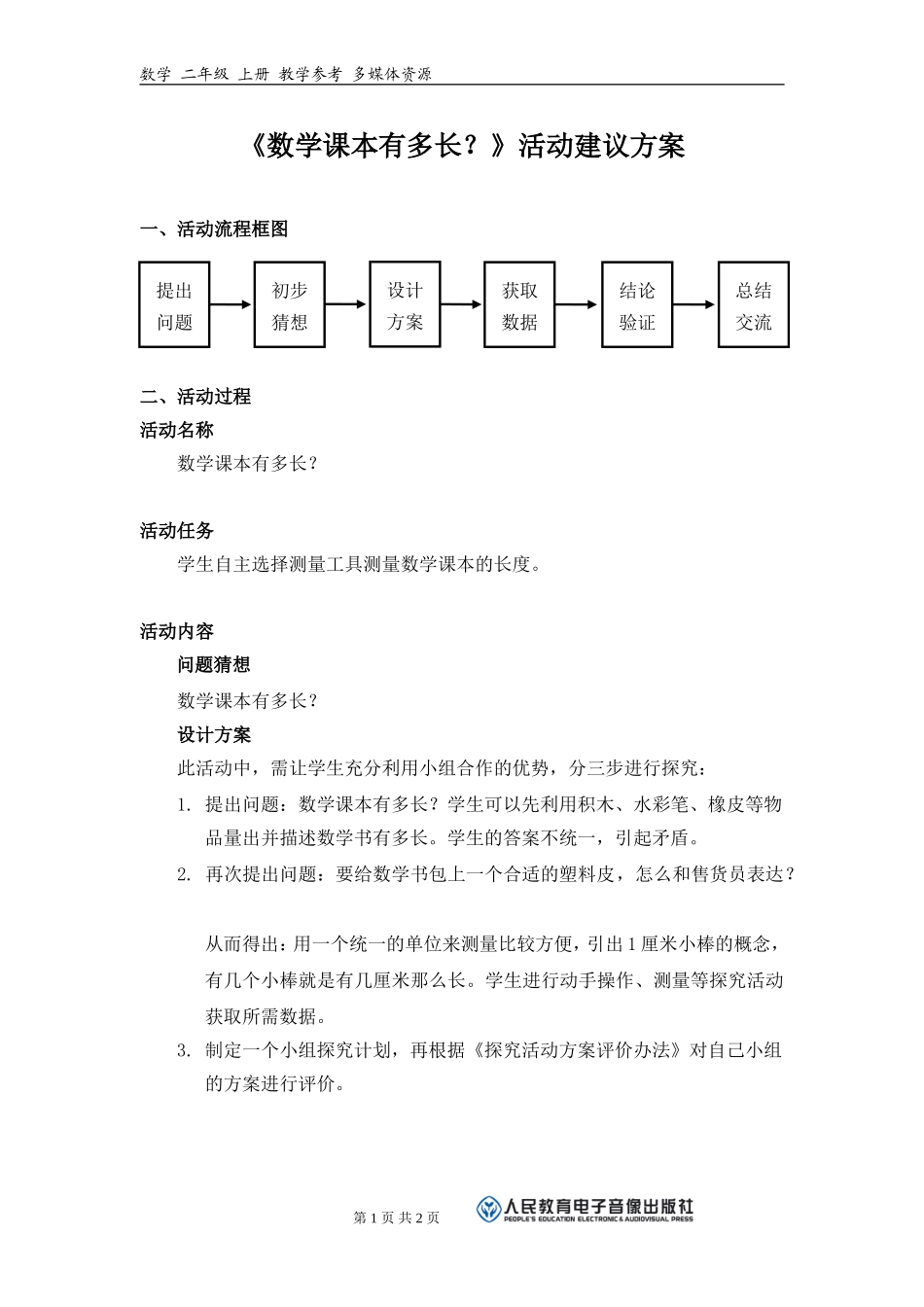 《数学课本有多长？》活动建议方案_第1页