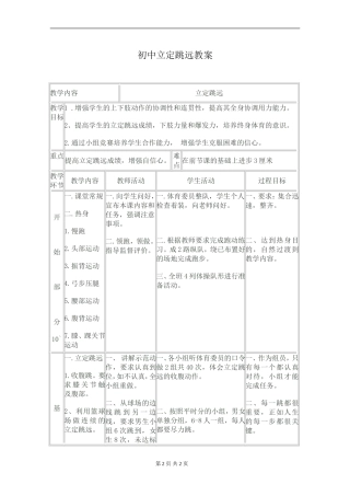 初中立定跳远教案
