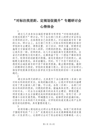 “对标注找差距、定规划促提升”专题研讨会心得体会