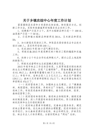 关于乡镇农综中心年度工作计划
