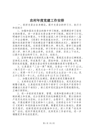 农村年度党建工作安排