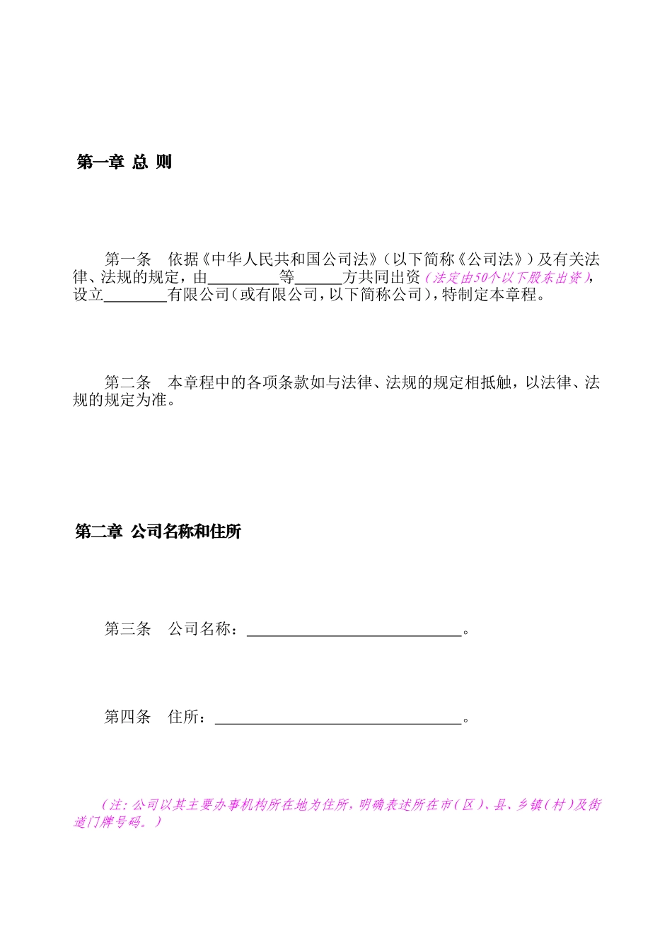 [宝典]新无限公司章程模板_第2页