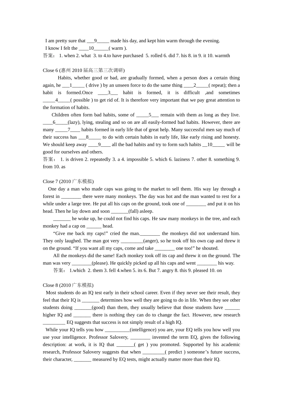 人教版高中英语语法填空专题训练__高考复习_第3页