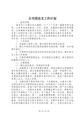 公司团总支工作计划