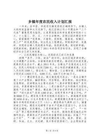 乡镇年度农民收入计划汇报