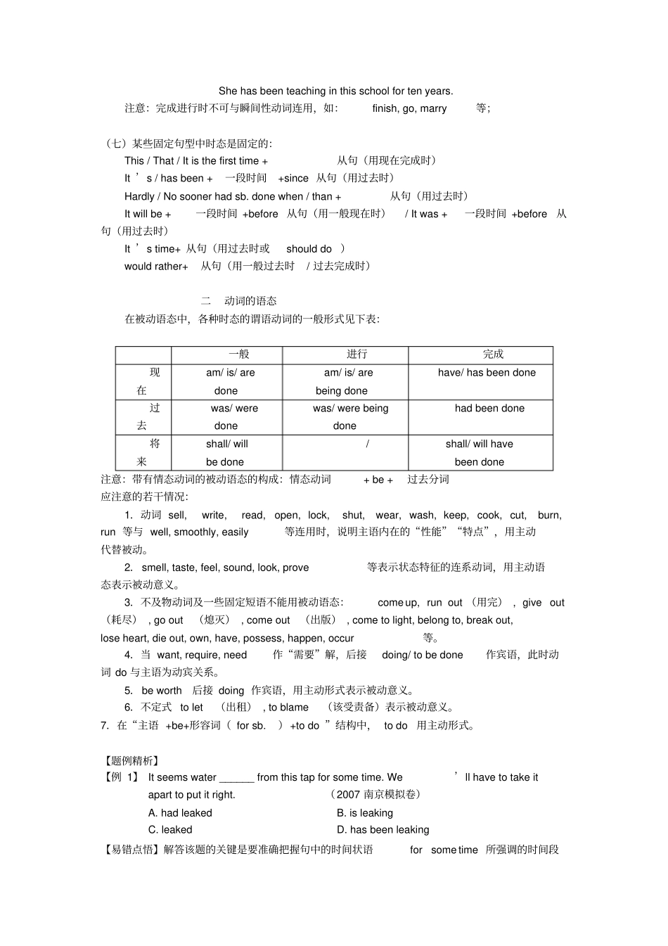 中学高考英语二轮复习模块二语法专练动词时态和语态牛津译林版_第3页