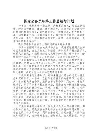 国家公务员年终工作总结与计划