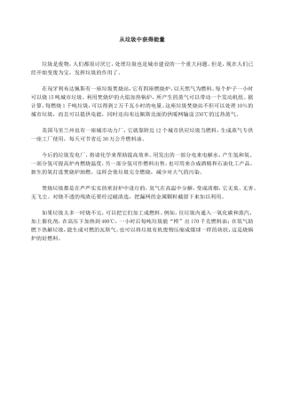 从垃圾中获得能量