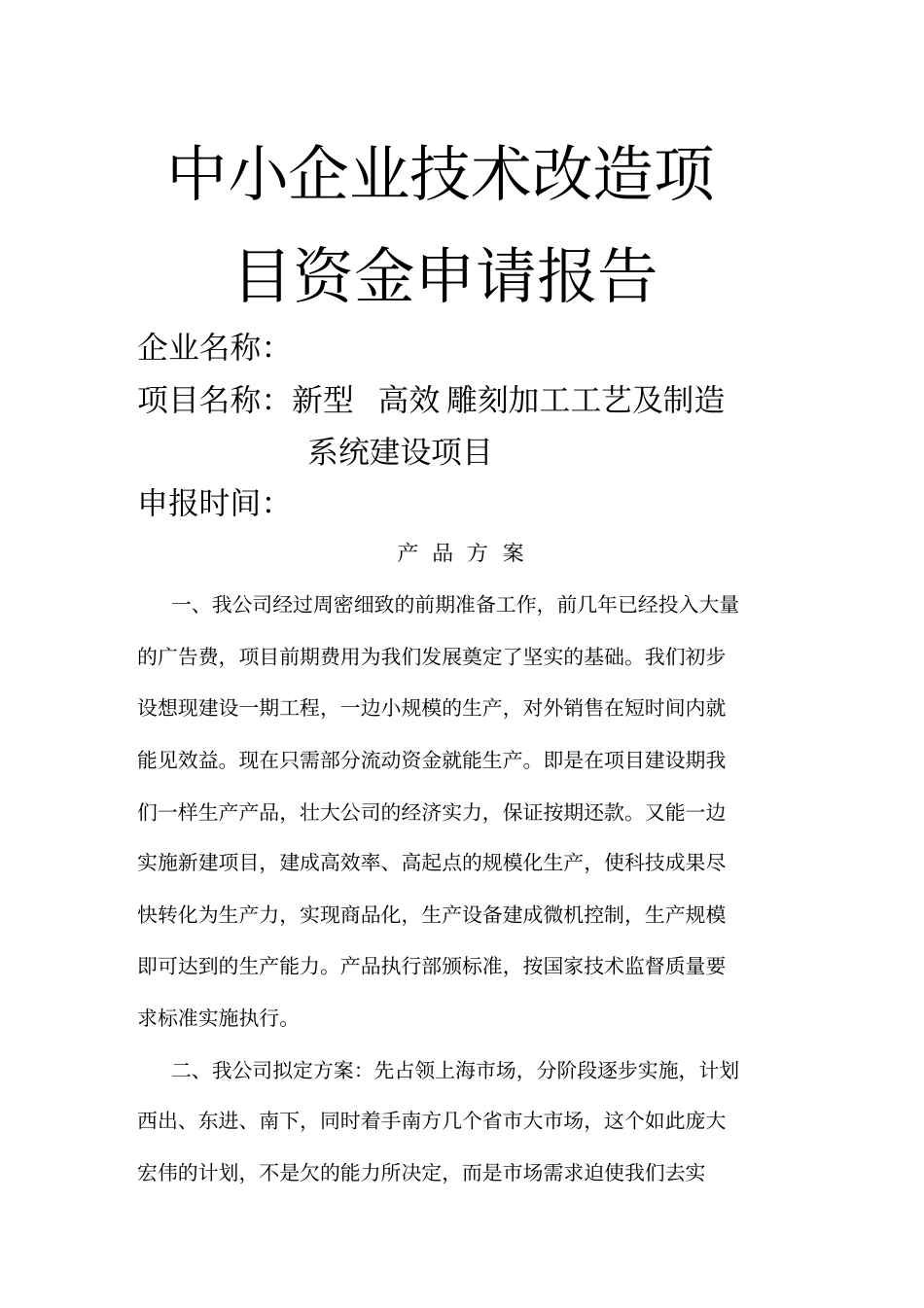 中小企业技术改造项目可行性研究报告_第1页