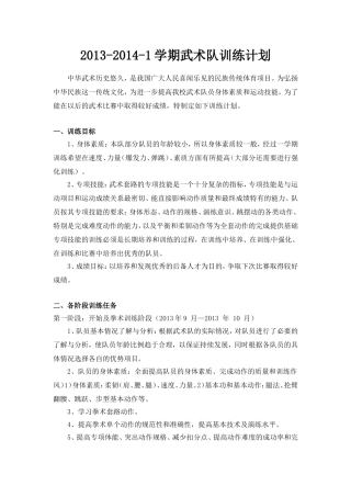 武术队训练计划