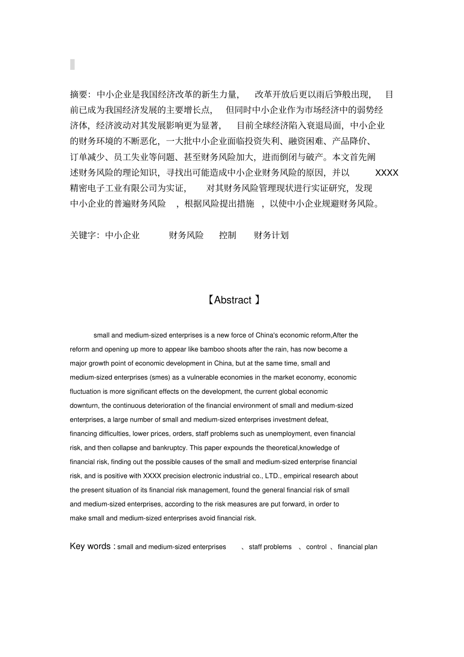 中小企业财务风险的控制与研究最终版本_第2页