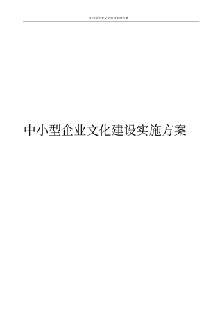 中小型企业文化建设实施方案