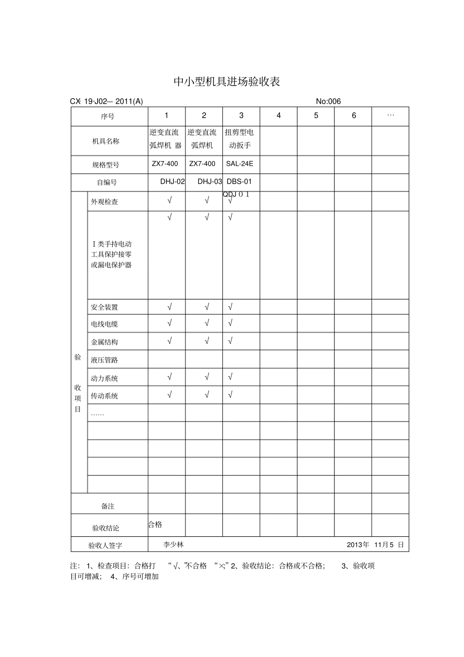 中小型机具进场验收表_第3页