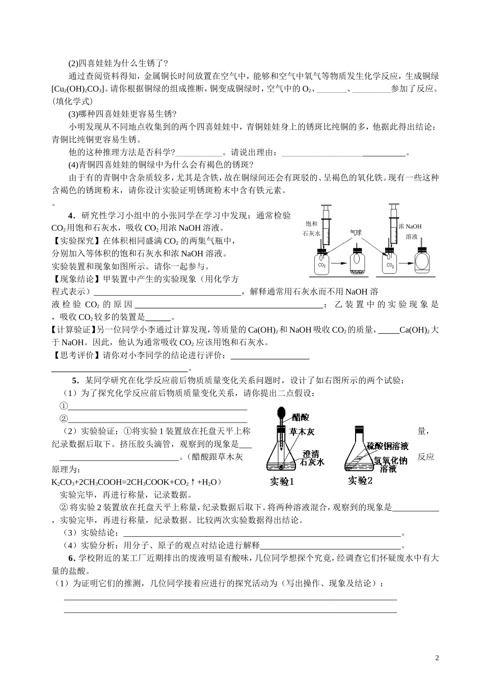 专题复习：化学探究性试题_第2页