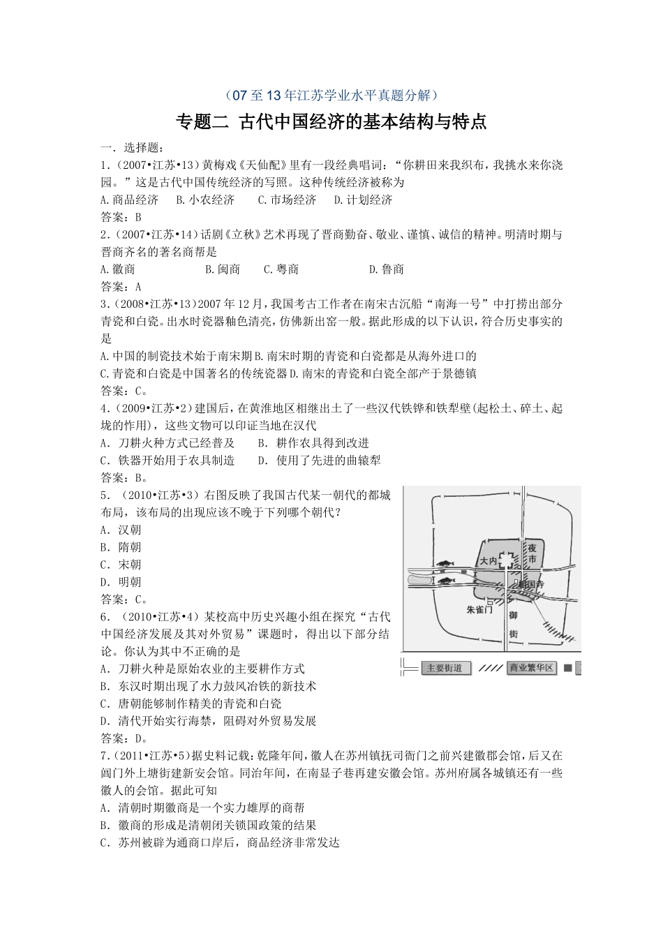 专题二古代中国经济的基本结构与特点_第1页